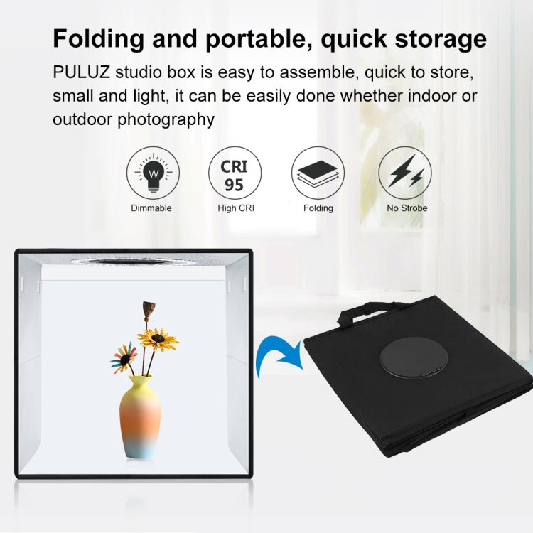 PULUZ 30 cm faltbares, hohes 97 CRI-Ringlicht, Fotobeleuchtung, Studio-Aufnahmezelt, Box-Set mit 6 Hintergrundfarben (Schwarz, Weiß, Orange, Rot, Grün, Blau), aufgeklappte Größe: 30 cm x 30 cm x 30 cm, 30cm Box Black