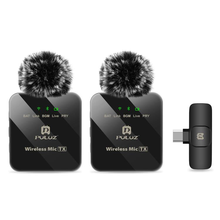 PULUZ Kabelloses Lavalier-Mikrofon für Typ-C-Telefone, Typ-C-Empfänger und Dual-Mikrofone