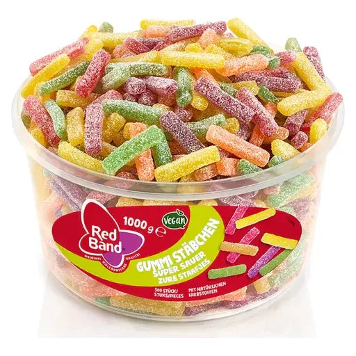 Red Band Gummi Stäbchen super sauer 500 Stück in der Dose