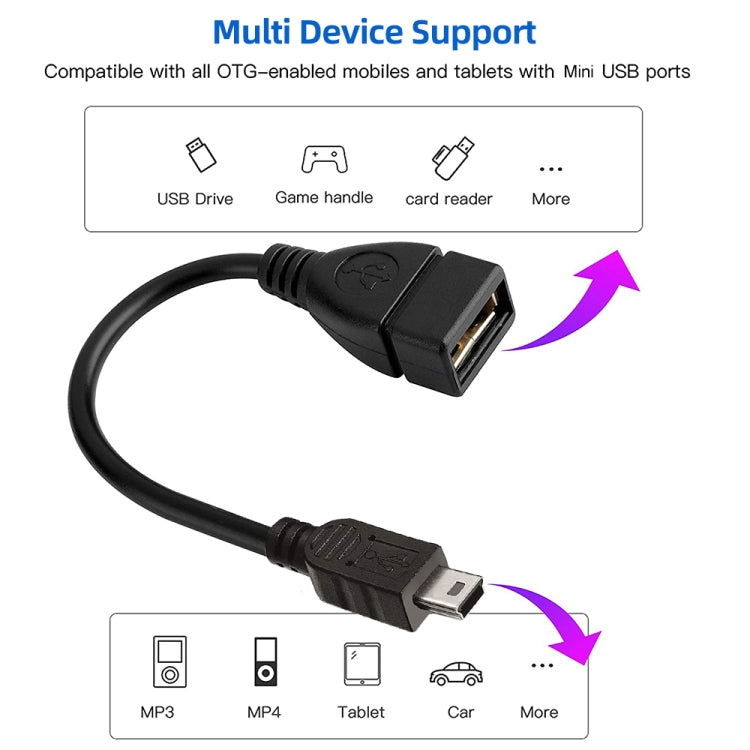 Mini-5-poliges USB-auf-USB-2.0-AF-OTG-Adapterkabel, Mini USB, 12cm(Black)