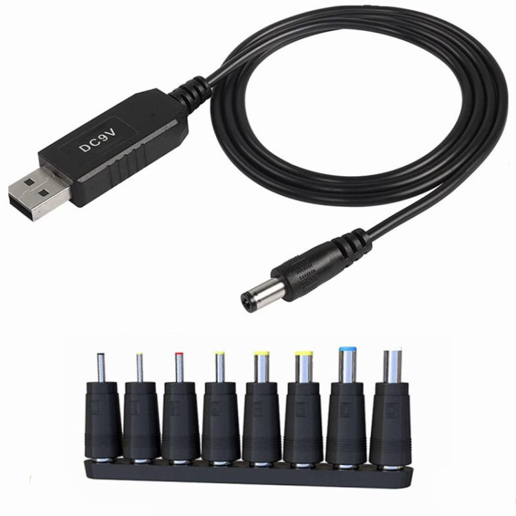 USB 5 V auf DC 9 V 5,5 mm x 2,5 mm Konverter Spannungswandler mit 8 Adaptern