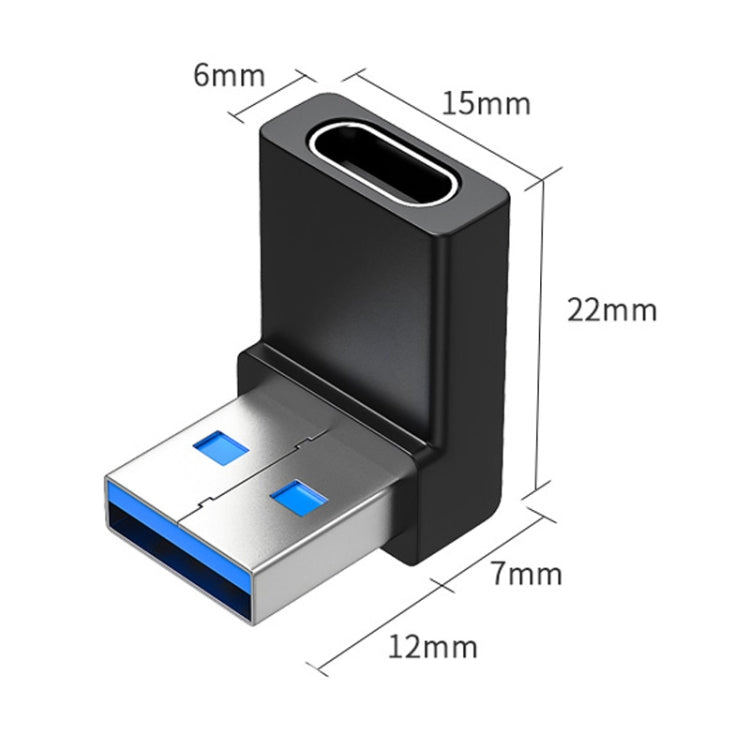 90 Grad rechtwinkliger USB 3.0-Stecker auf Typ-C-Buchse