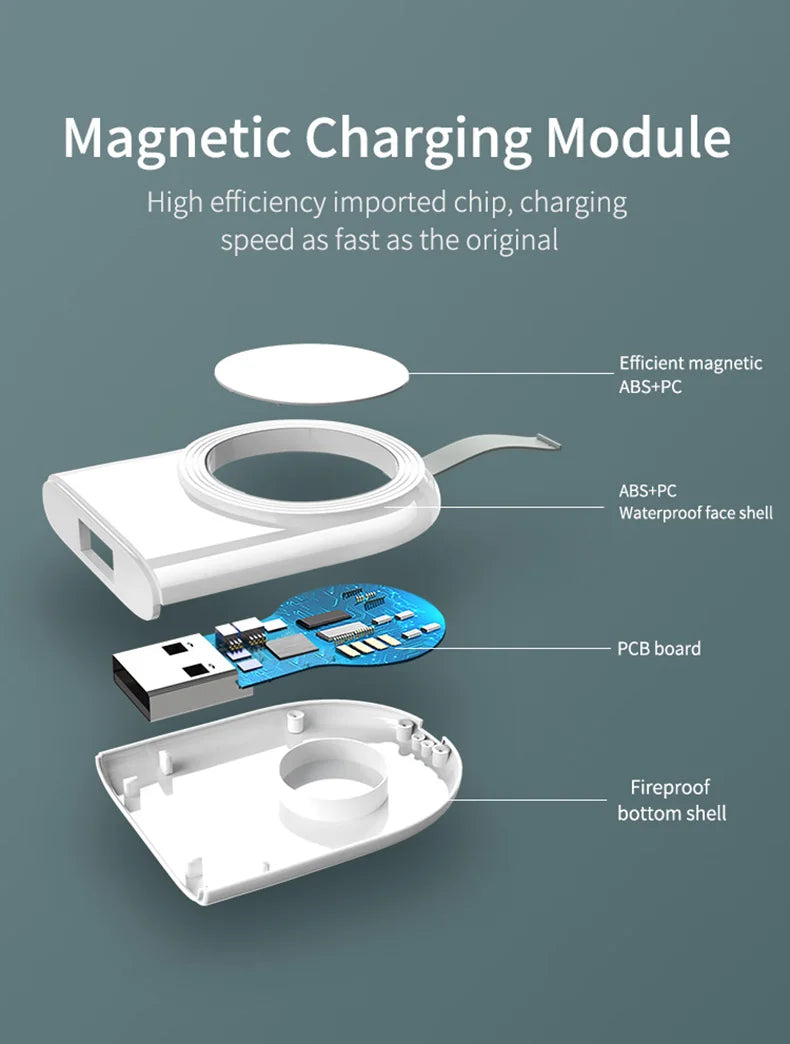 Portabler Wireless Ladeadapter für Apple Watch (USB-C Stecker/Kupplung)