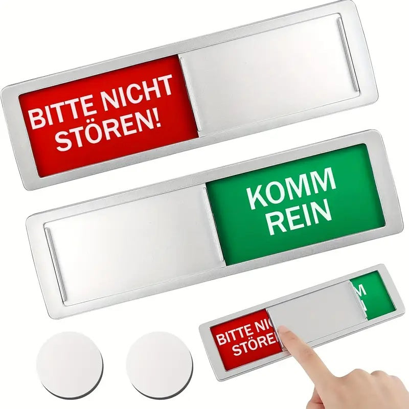Bitte nicht Stören/ Komm Rein mit schieber -  Deutsches Türschild Silber