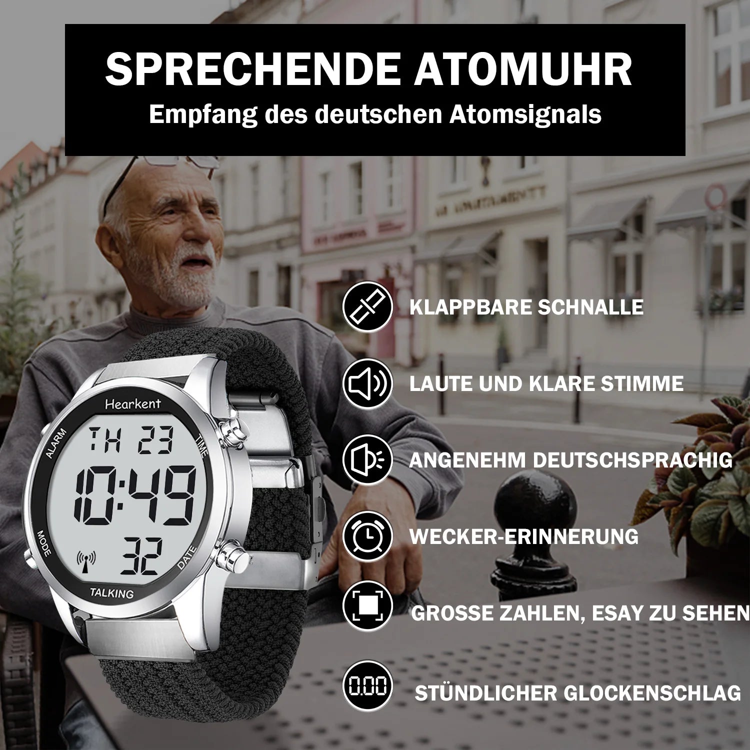 Blindensiche Sprachliche Armbanduhr Mit Alarm, Fashionvoll Und Praktisch.