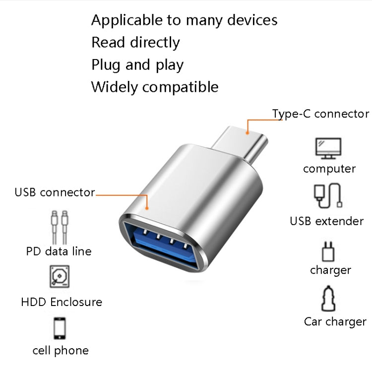 USB 3.0 Buchse zu USB-C / Typ-C-OTG-Adapter (Grau)