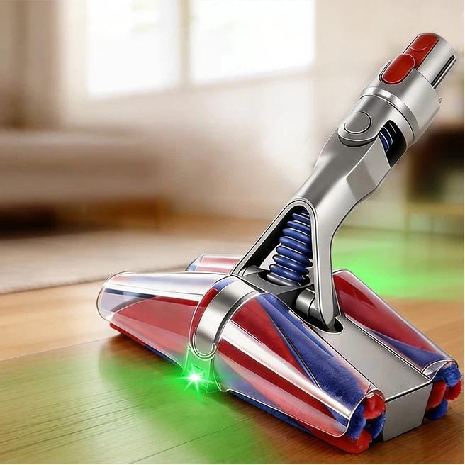 4-konische, flauschige Walzenbürste für Dyson V7 V8 V10 V11 V15 mit beidseitiger grüner Laser-Staubbeleuchtung, 4-Conical For Dyson V7/V8/V10/V11/V15