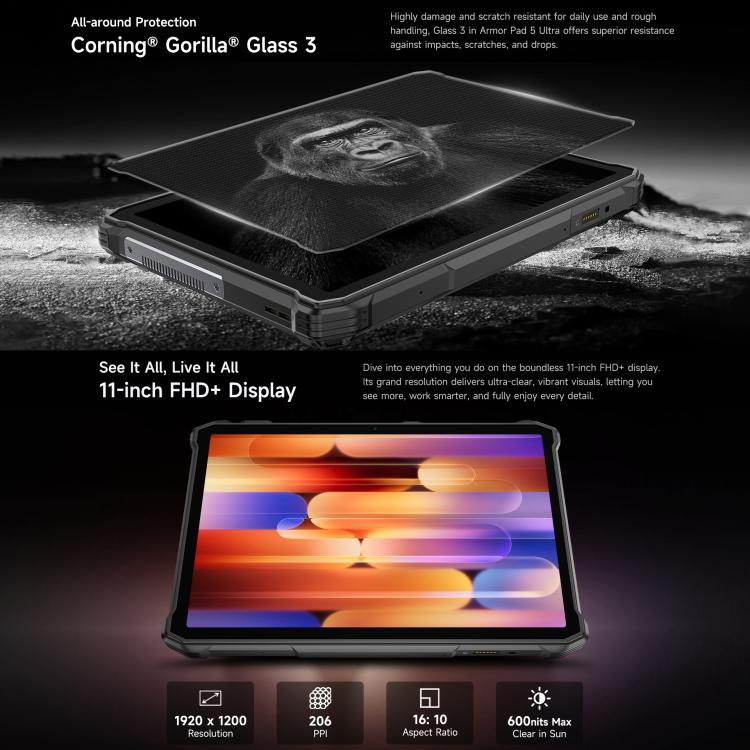 Ulefone Armor Pad 5 Ultra Tablet PC mit Projektor, 12 GB + 512 GB, 11 Zoll