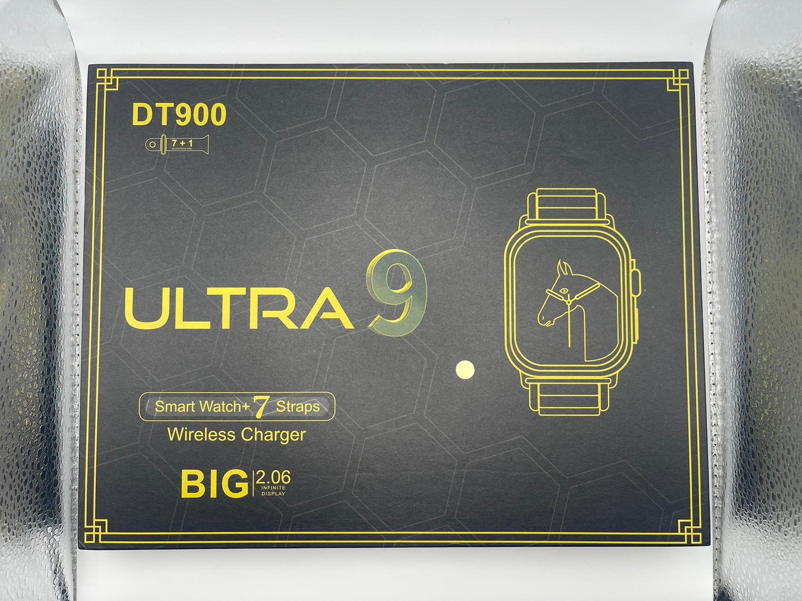 Smartwatch Ultra 9 DT900 Big 2.06 + 7 Bänder / Wireless Charger / Silicone Case