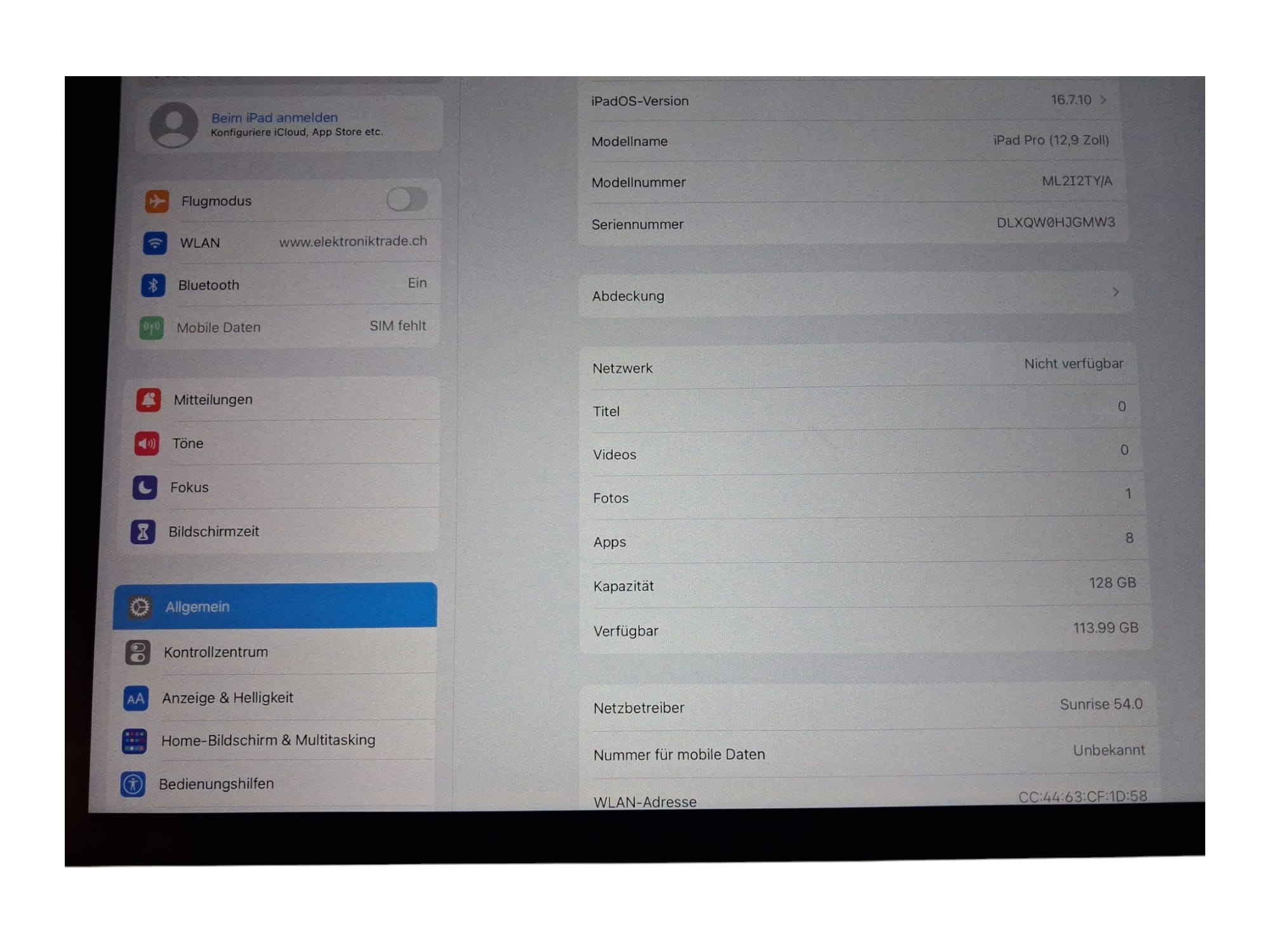 Apple iPad Pro 12.9 ML2I2TY/A 128GB mit LTE Simslot Schwarz/Silber (Gebraucht Gerät)