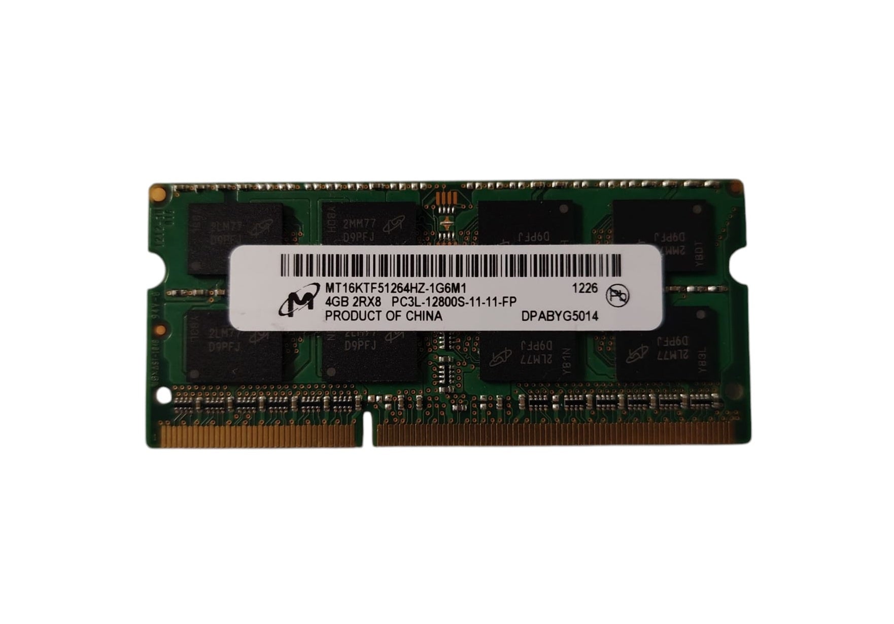 MT16KTF51264HZ 4GB 2RX8 PC3L PC3L-12800S Notebook Ram