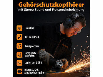 AGT Akku-Gehörschutzkopfhörer mit Bluetooth 5.1 und AUX-Eingang, SNR 30 dB Elektroniktrade Switzerland