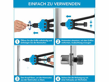 AGT Nietmutternzange mit 330 Nietmuttern, Dornen M3 - M12, Koffer, 40 cm elektroniktrade Switzerland