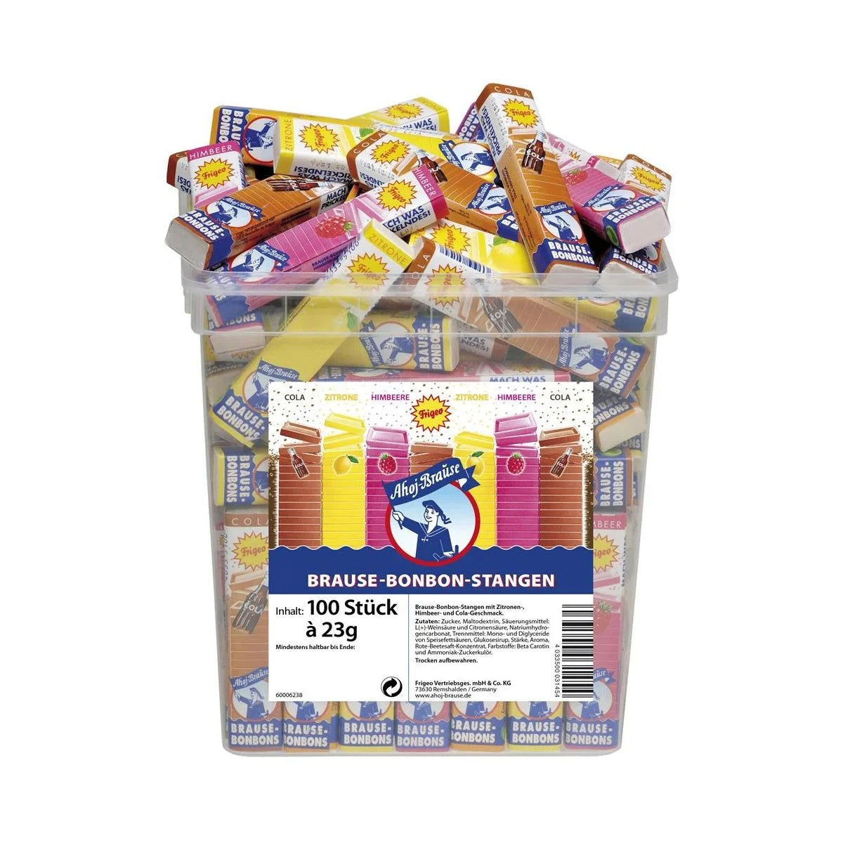 Ahoj-Brause Ahoj Brause Bonbon stangen 100x23g (2,3kg Eimer) elektroniktrade Switzerland