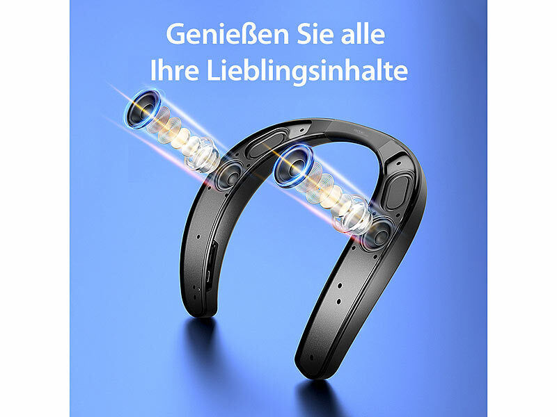 auvisio 2in1-Akku-TV-Nackenlautsprecher mit Bluetooth, Freisprechen, MP3 Elektroniktrade Switzerland