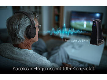 auvisio Digitaler Stereo-Funkkopfhörer, DSP, Akku, Bluetooth, Ladestation, 30m Elektroniktrade Switzerland