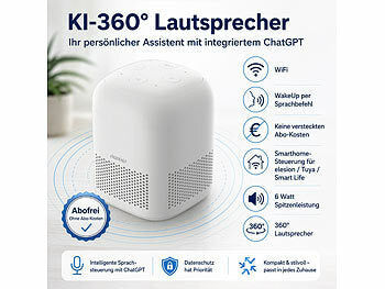 auvisio KI-Sprachassistent mit ChatGPT,360° Sprachausgabe, Smarthome-Steuerung elektroniktrade Switzerland