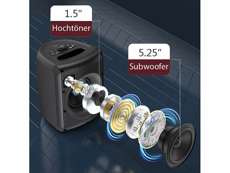 auvisio Mobile Outdoor-PA-Partyanlage & -Bluetooth-Boombox, Lichteffekte, 140W Elektroniktrade Switzerland