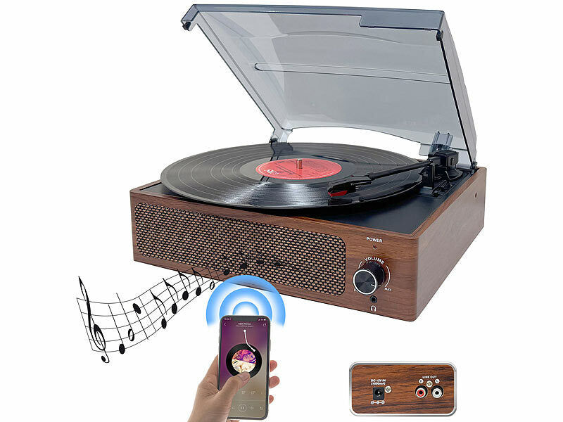 auvisio Schallplattenspieler mit Stereo-Lautsprecher und Bluetooth, 12 Watt Elektroniktrade Switzerland