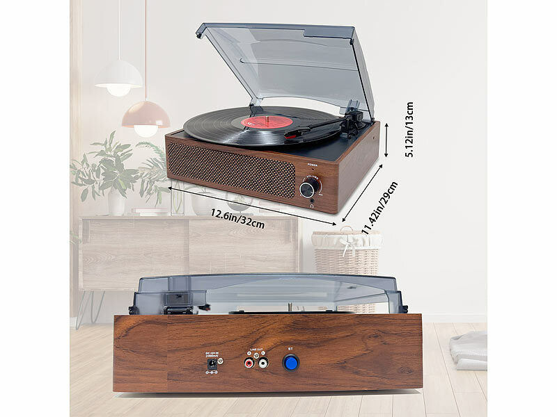 auvisio Schallplattenspieler mit Stereo-Lautsprecher und Bluetooth, 12 Watt Elektroniktrade Switzerland