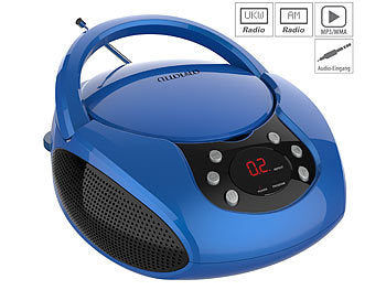 auvisio Tragbarer Stereo-CD-Player mit Radio, Audio-Eingang & LED-Display Elektroniktrade Switzerland