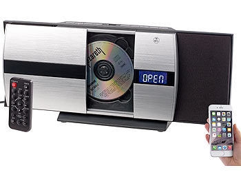 auvisio Vertikale Stereoanlage mit Bluetooth, CD, MP3, Radio, AUX, NFC, 20 W Elektroniktrade Switzerland