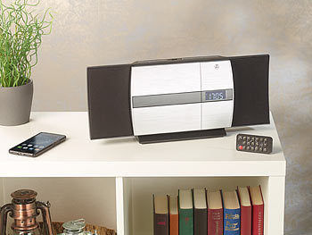 auvisio Vertikale Stereoanlage mit Bluetooth, CD, MP3, Radio, AUX, NFC, 20 W Elektroniktrade Switzerland