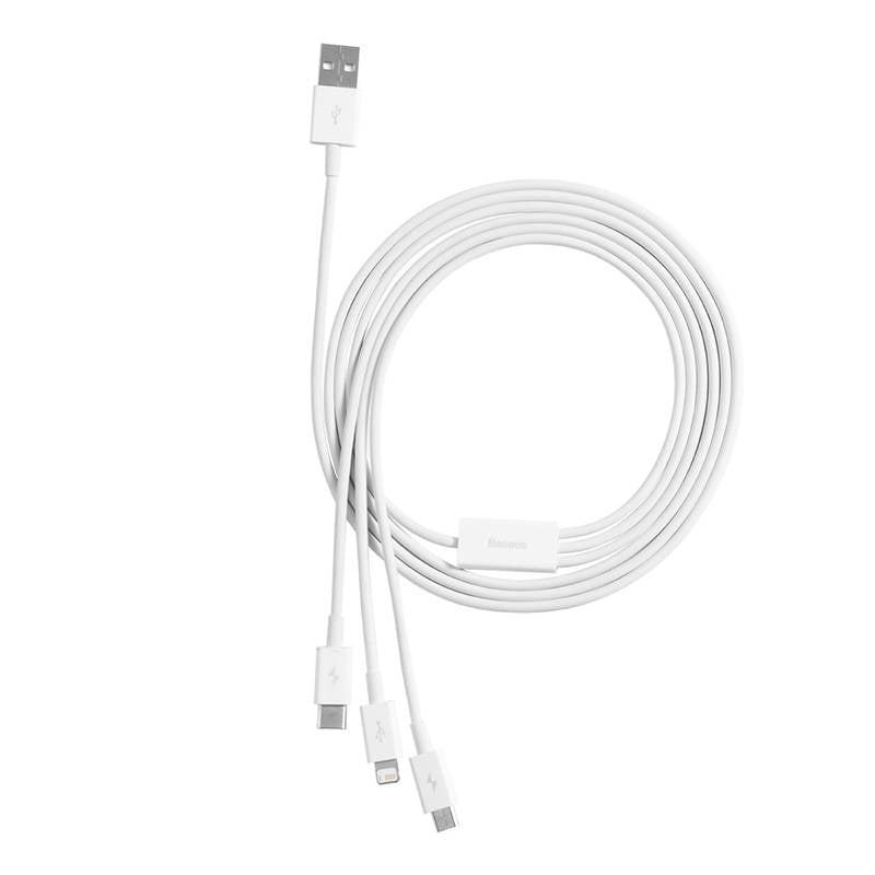 BASEUS Schnellladekabel USB auf M+L+C Baseus Superior Data 3,5 A 0,5 m (weiß) Elektroniktrade Switzerland