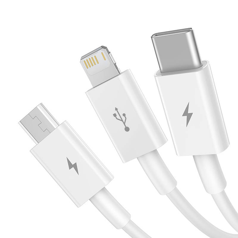 BASEUS Schnellladekabel USB auf M+L+C Baseus Superior Data 3,5 A 0,5 m (weiß) Elektroniktrade Switzerland