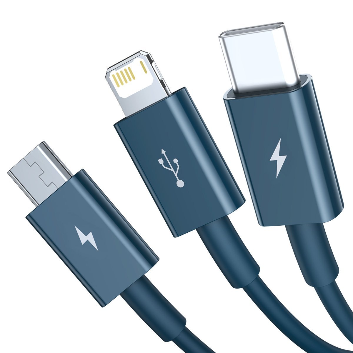 BASEUS USB-Kabel 3in1 Baseus Superior Serie, USB auf Micro USB / USB-C / Lightning, 3.5A, 1.5m (blau) Elektroniktrade Switzerland