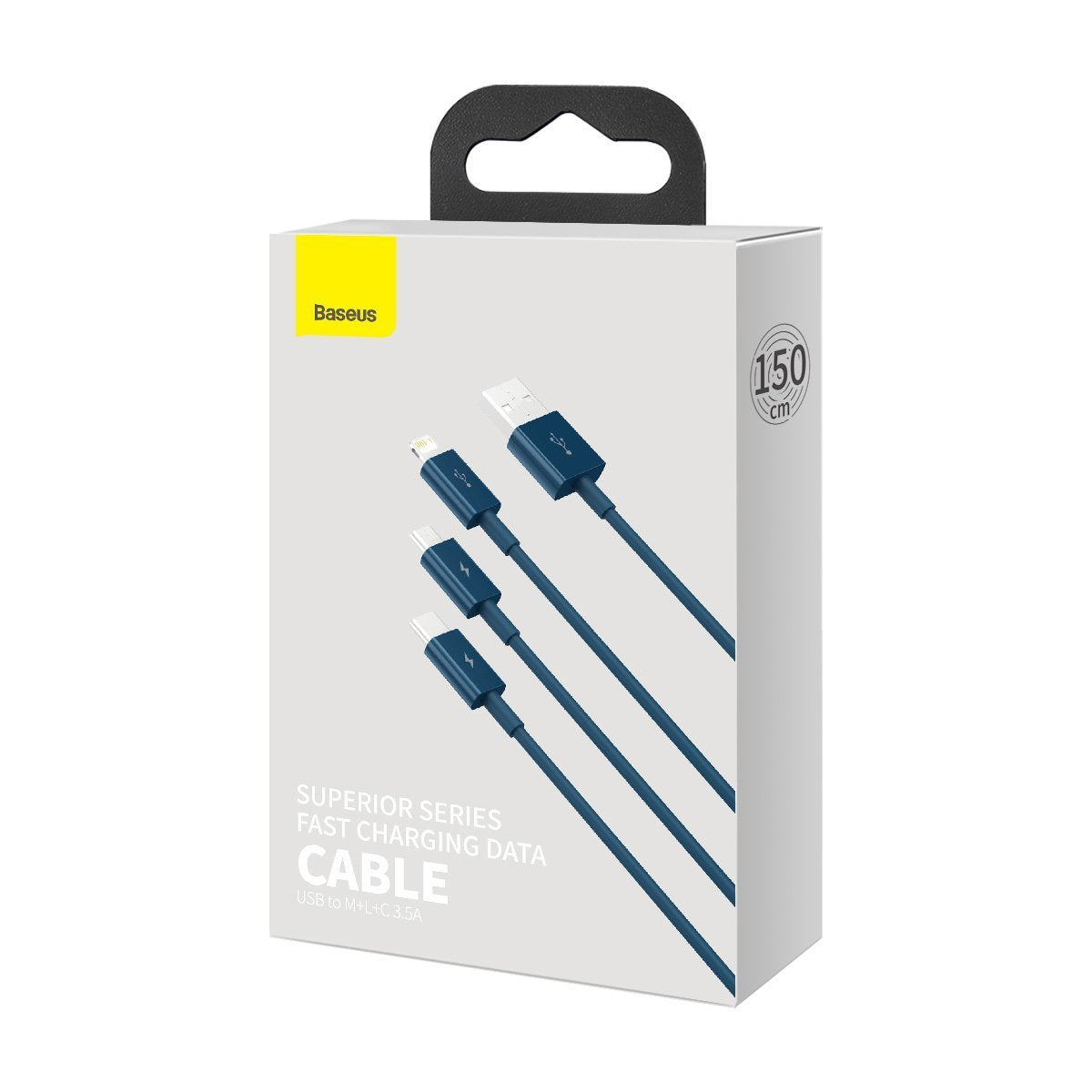 BASEUS USB-Kabel 3in1 Baseus Superior Serie, USB auf Micro USB / USB-C / Lightning, 3.5A, 1.5m (blau) elektroniktrade Switzerland