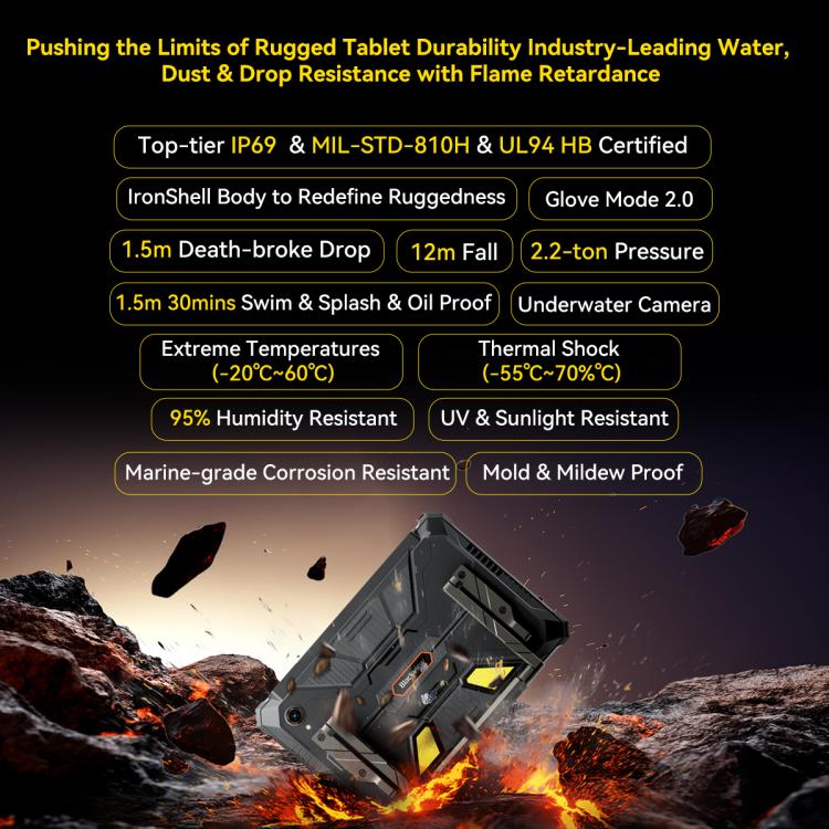 Blackview Blackview Active 12 Pro 5G Rugged Tablet, 12 GB + 256 GB, 11 Zoll, Android 15, Dimensity 7300 Octa-Core-Prozessor, globale Version mit Google Play, 12GB+256GB elektroniktrade Switzerland
