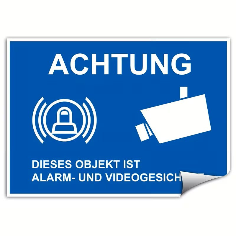Hinweisschild Selbstklebend - Dieses Objekt ist Alarm- und Videogesichert