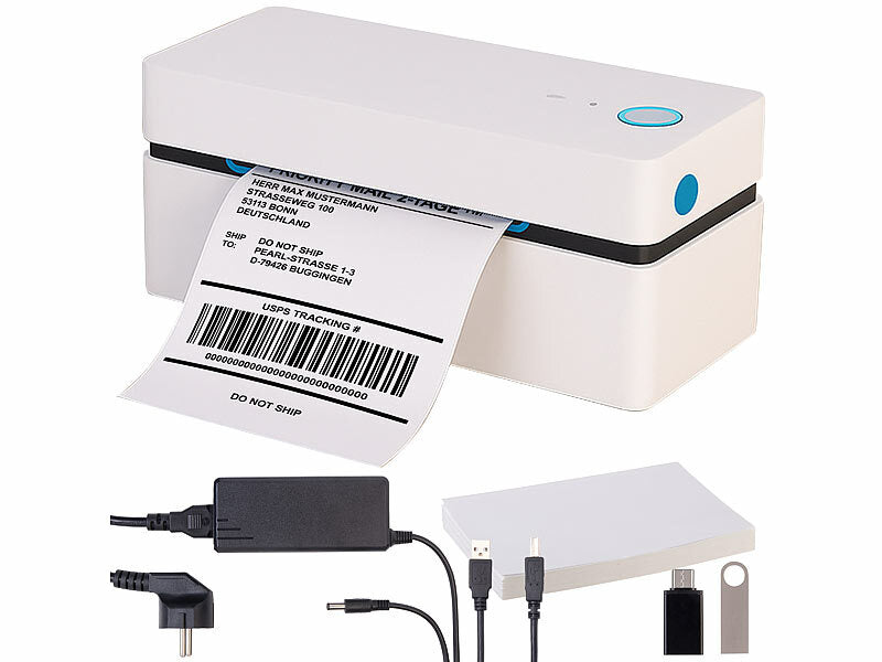 Callstel Versandetiketten-Thermodrucker für 100 x 150 mm, 203 dpi, USB, BT, App (CH-Version) Elektroniktrade Switzerland