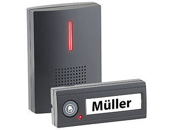 CASAcontrol Funk-Türklingel, Licht- & Ton-Signal, 100 m Reichweite, IPX4, schwarz Elektroniktrade Switzerland