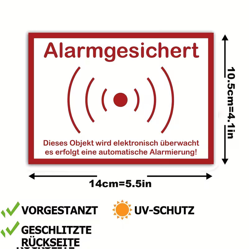 Sicherheitswarnaufkleber A6 – Alarmanlagen-Etikett für Innen- & Außen