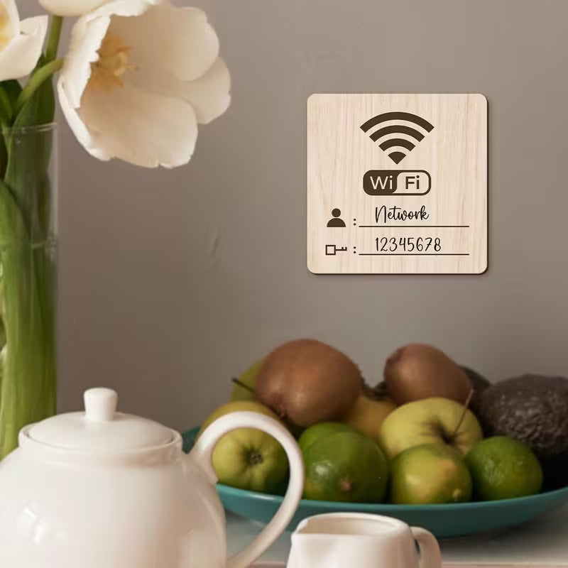 Holz-WiFi-Schild – Holzuntersetzer & Wandaufkleber mit WiFi-Symbol