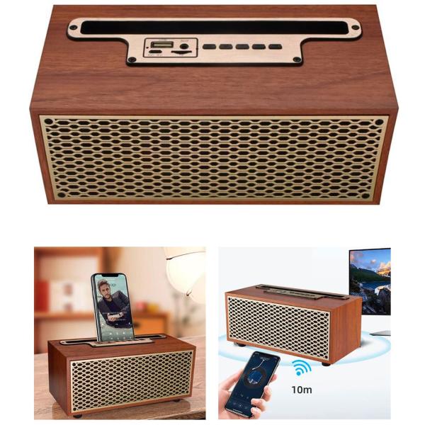 Bluetooth Radio, Vintage, Wireless, Holzgehäuse, 20,9 x 9,5 x 9,8 cm