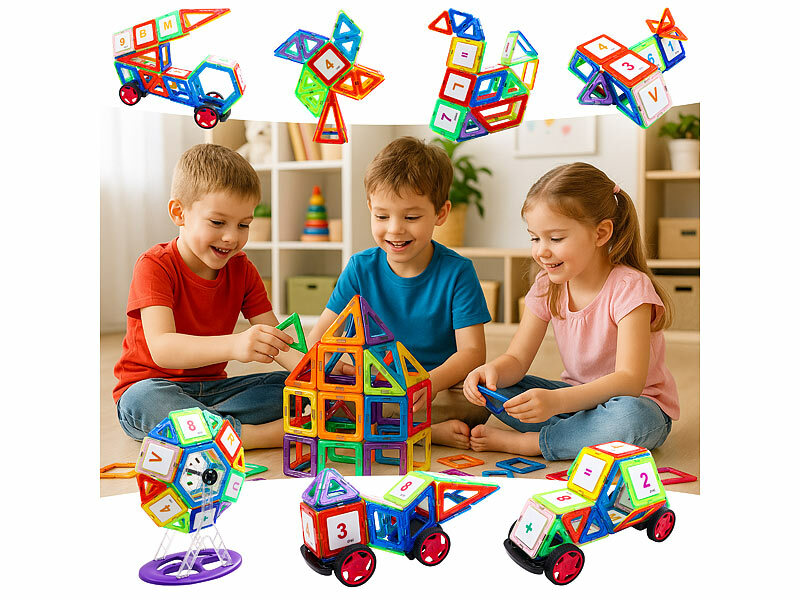 120 magnetische Bausteine, verschiedene Formen