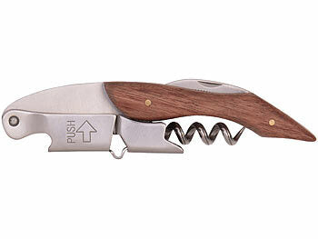 Rosenstein & Söhne Edelstahl-Kellnermesser und -Korkenzieher mit Rosenholz-Griff erhältlich auf eMall