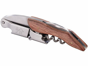 Rosenstein & Söhne Edelstahl-Kellnermesser und -Korkenzieher mit Rosenholz-Griff erhältlich auf eMall