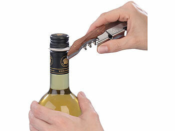 Rosenstein & Söhne Edelstahl-Kellnermesser und -Korkenzieher mit Rosenholz-Griff erhältlich auf eMall