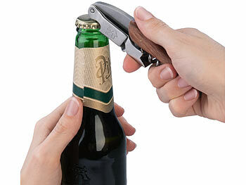 Rosenstein & Söhne Edelstahl-Kellnermesser und -Korkenzieher mit Rosenholz-Griff erhältlich auf eMall