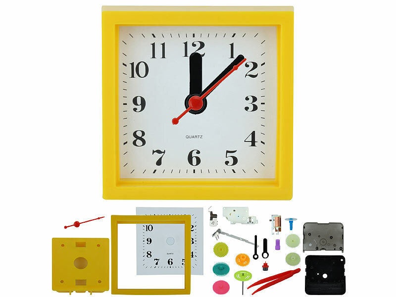 Tischuhr-Bausatz für Kinder, 22 Teile, batteriebetrieben