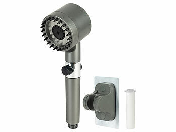 BadeStern Duschkopf: Hochdruck-Massage-Handbrause mit Silikon-Massagebürste, 4 Modi, Filter (Duschkopf Handbrause)