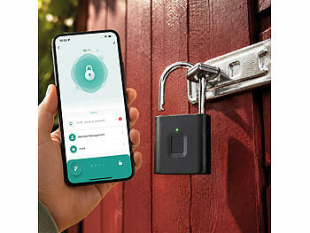 VisorTech 2er-Set Fingerabdruck-Vorhängeschlösser, Bluetooth, App, Akku, IPX8 erhältlich auf eMall