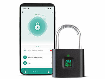 VisorTech 2er-Set Fingerabdruck-Vorhängeschlösser, Bluetooth, App, Akku, IPX8 erhältlich auf eMall