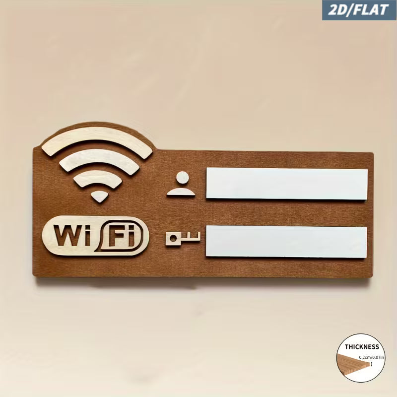 2D Flat WLAN Netzwerk Schild aus Holz – Retro Vintage Deko, 1 Stk.