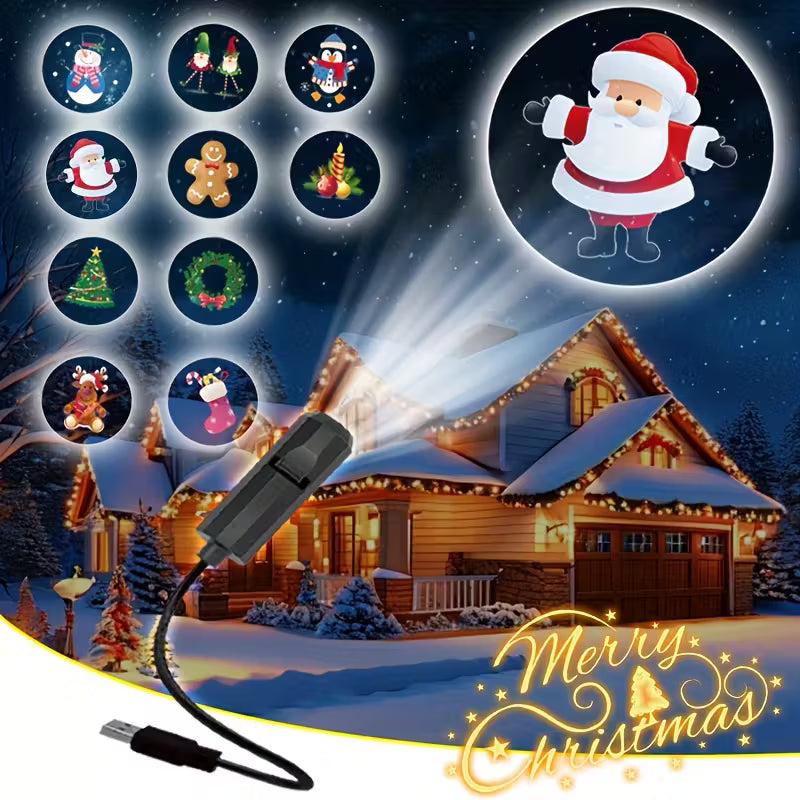 Weihnachts-LED-Projektionslampe, 1 Licht + 10 Licht Adapter