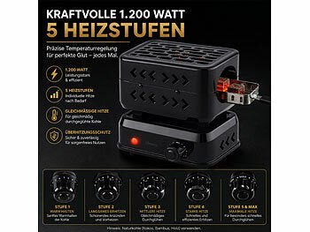 Duvence Duvence Shisha Kohlegrills: Profi-Shisha-Kohleanzünder für bis zu 28 Briketts, stufenlos, 1.200 W elektroniktrade Switzerland